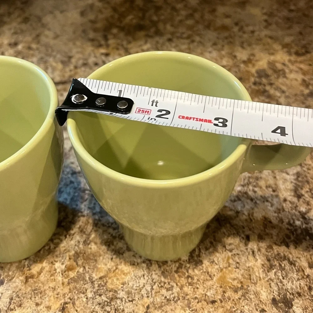 IKEA Coffee FARGRIK Mugs Stackable 8 Oz. Avocado Green Set of 2